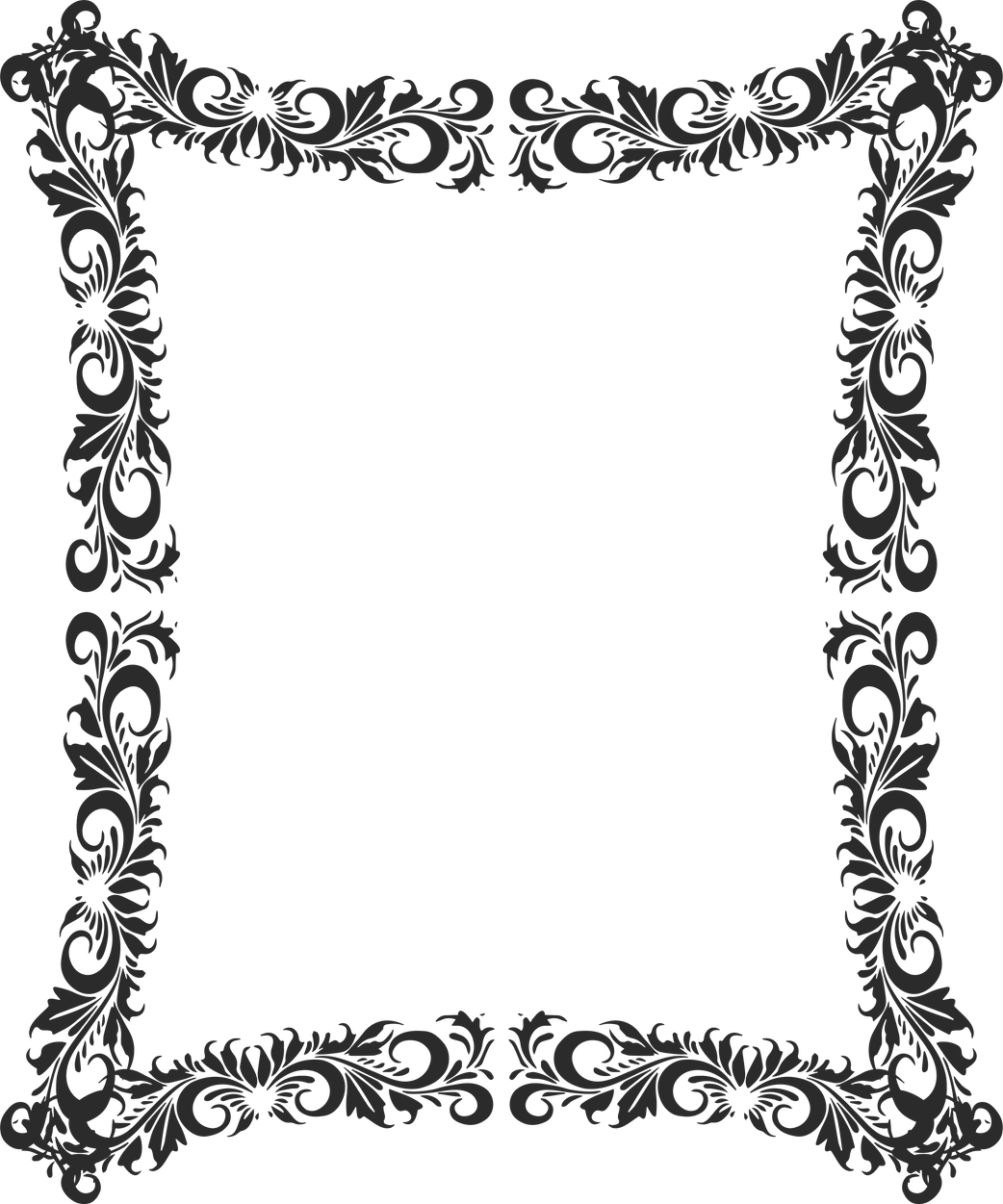 Vintage Frames Floral Ornate Portrait Rounded Rectangle Black